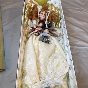 Seymour Mann Connoisseur Collection Porcelain Doll Angel Wings Lace Dress